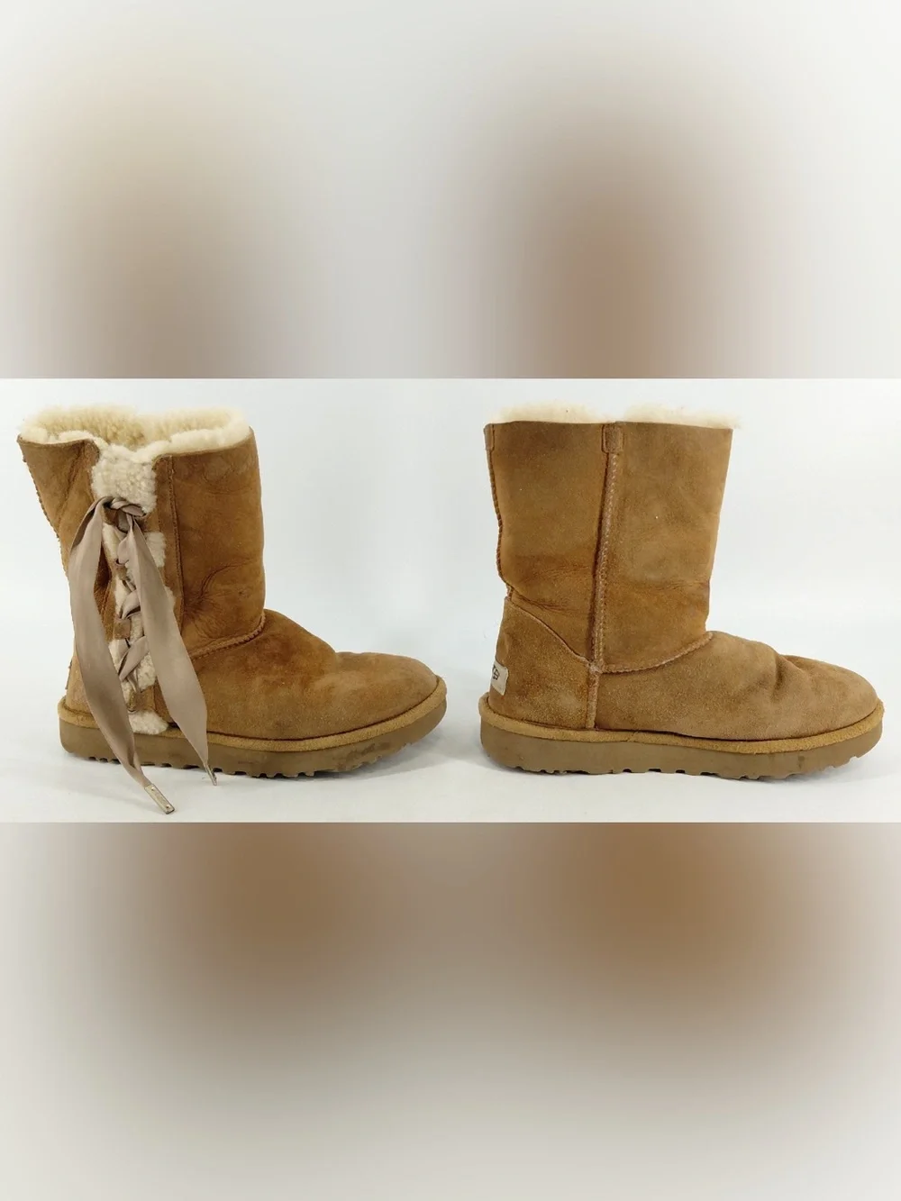 UGG Chestnut Suede Shearling Lace-Up Winter Boots